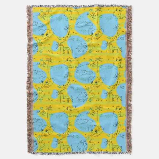 Dieren spelen baby patroon achtergrond deken (Voorkant Verticaal)