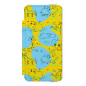 Dieren spelen baby patroon achtergrond incipio iPhone portemonnee hoesje (Voorkant Agenda)