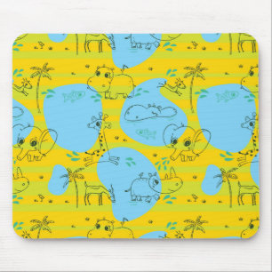 Dieren spelen baby patroon achtergrond muismat