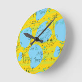 Dieren spelen baby patroon achtergrond ronde klok (Hoek)