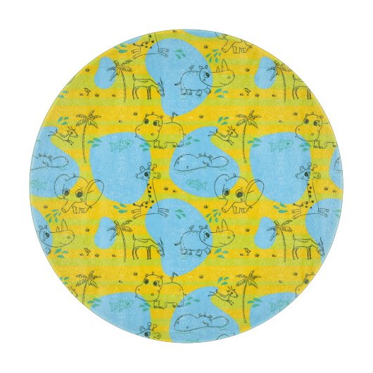 Dieren spelen baby patroon achtergrond snijplank (Voorkant)