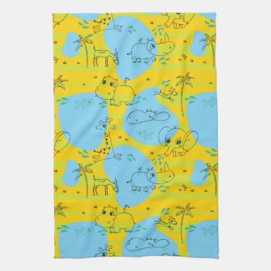 Dieren spelen baby patroon achtergrond theedoek (Verticaal)