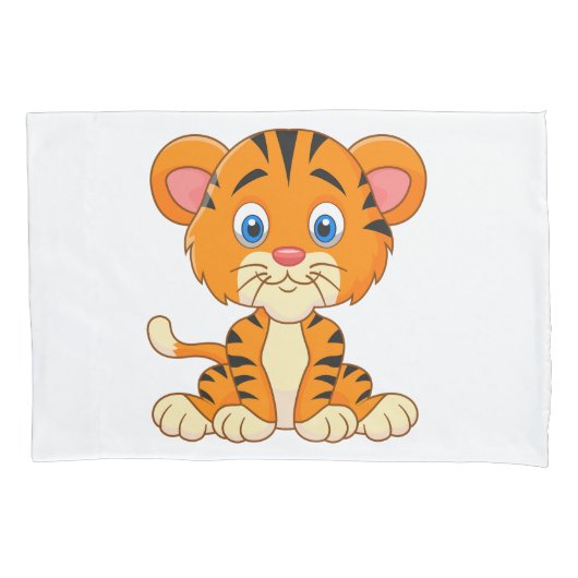 Dieren strip illustratie schattige tijger kussensloop (Voorkant)