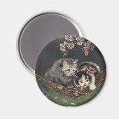  dieren, Tabby Cat of Kittens in een Hammock Magneet (Voorkant / Achterkant)