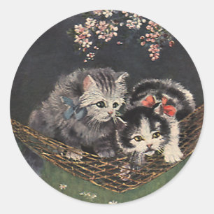 dieren, Tabby Cat of Kittens in een Hammock Ronde Sticker