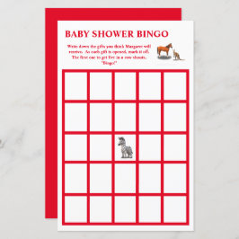 Dieren Thema Baby shower Bingo