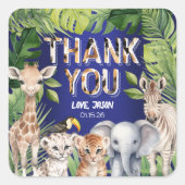 Dieren thema Oerwoud Safari verjaardagdank u Vierkante Sticker (Voorkant)