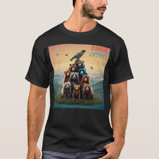 Dieren toren kracht retro t-shirt