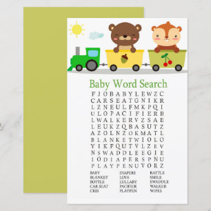 Dieren trainen Baby shower Word Search Game