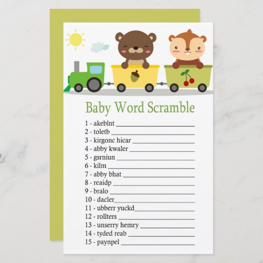 Dieren trainen Baby-woordscramingspel (Voorkant / Achterkant)