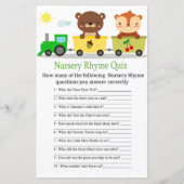 Dieren trainen Nursery Rhyme Quiz baby shower game (Voorkant)