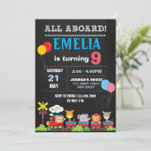 Dieren Trian Verjaardag Uitnodiging (Staand voorkant)