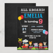 Dieren Trian Verjaardag Uitnodiging (Voorkant / Achterkant)