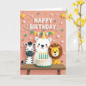 Dieren Trio Feestkaart Kaart (Gele Bloem)