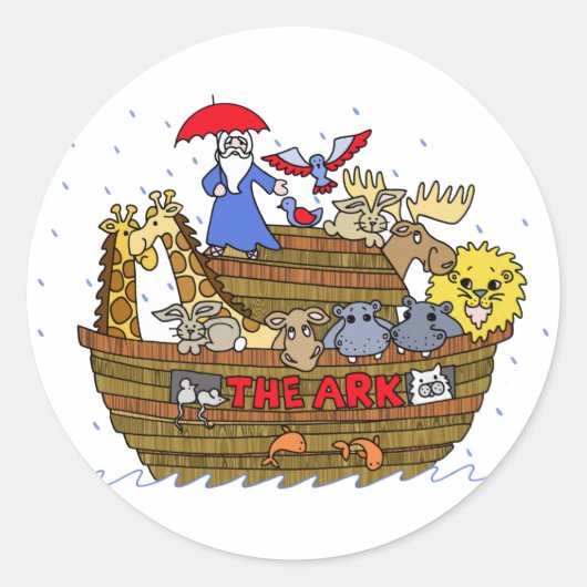 Dieren Twee bij Twee op Noah's Ark Ronde Sticker (Voorkant)