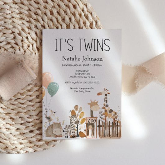 Dieren Tweeling Babyshower Dierenpark Kaart