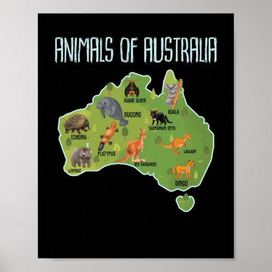 Dieren uit Australië - Diereneducatie Poster (Voorkant)