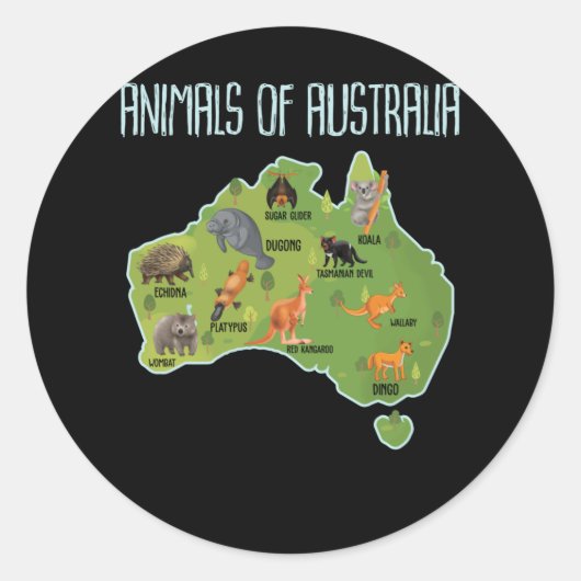 Dieren uit Australië - Diereneducatie Ronde Sticker (Voorkant)