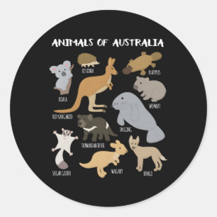 Dieren uit Australië - Diereneducatie Ronde Sticker