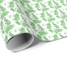 Dieren uit de achtertuin Kerstcadeaupapier (groen)