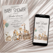Dieren uit de dierentuin babyshowers kaart