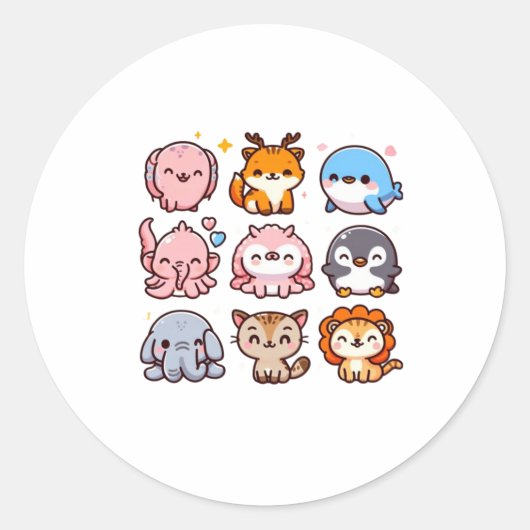 Dieren uit de dierentuin Cute Cartoon Sticker (Voorkant)