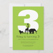 Dieren uit de dierentuin groene kinderverjaardag kaart (Voorkant)