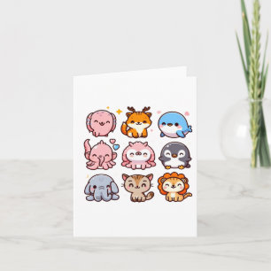 Dieren uit de dierentuin Knuffelige Cartoon Sticke Kaart