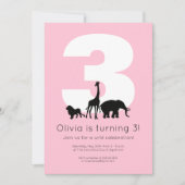 Dieren uit de dierentuin roze kinderverjaardagsfee kaart (Voorkant)