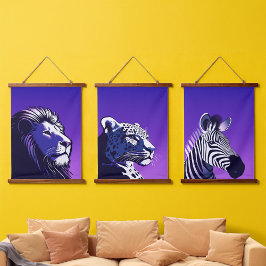 Dieren uit de jaren 80 hangend wandkleed