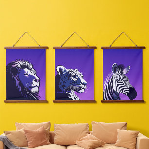 Dieren uit de jaren 80 hangend wandkleed