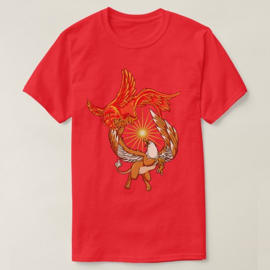 Dieren uit de mythologie phoenix vs griffin t-shirt (Design voorkant)