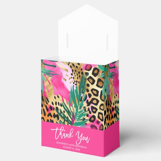 Dieren uit de Safari Vacht Afdrukken & Palmbladere Bedankdoosjes (Geopend)