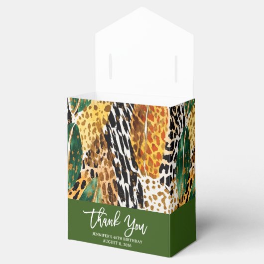 Dieren uit de Safari Vacht Prints & Palmbladeren P Bedankdoosjes (Geopend)