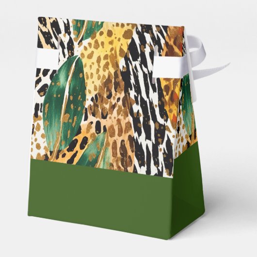 Dieren uit de Safari Vacht Prints & Palmbladeren P Bedankdoosjes (Achterkant)