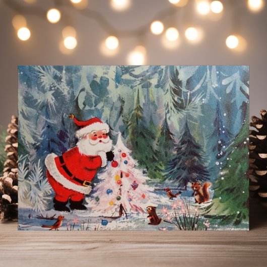  dieren uit de Santa and Woodland Feestdagenkaart