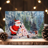  dieren uit de Santa and Woodland Feestdagenkaart