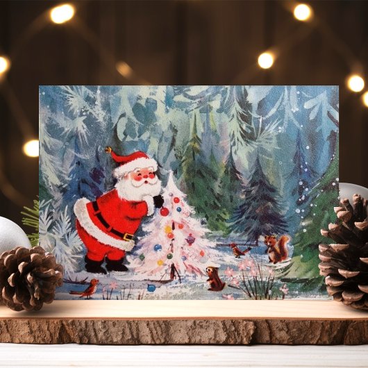  dieren uit de Santa and Woodland Feestdagenkaart