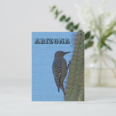 Dieren van Arizona Gila Woodpecker op Tall Cactus Briefkaart (Staand voorkant)