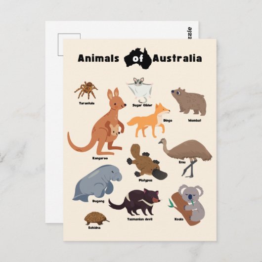 Dieren van Australië Aussie Wildlife Briefkaart (Voorkant / Achterkant)