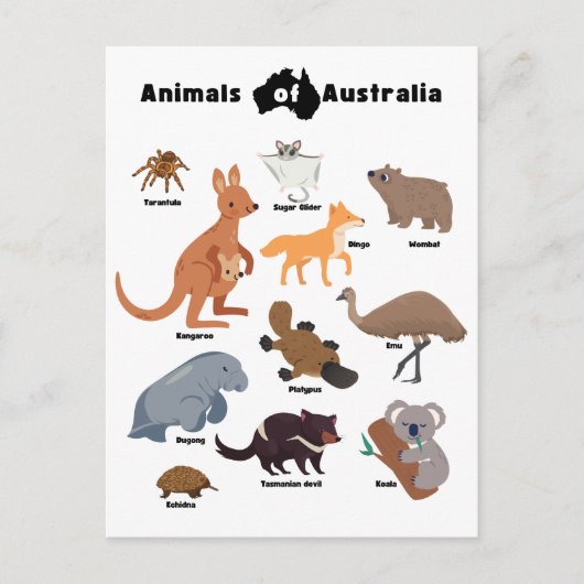 Dieren van Australië Aussie Wildlife Feestdagenkaart (Voorkant)