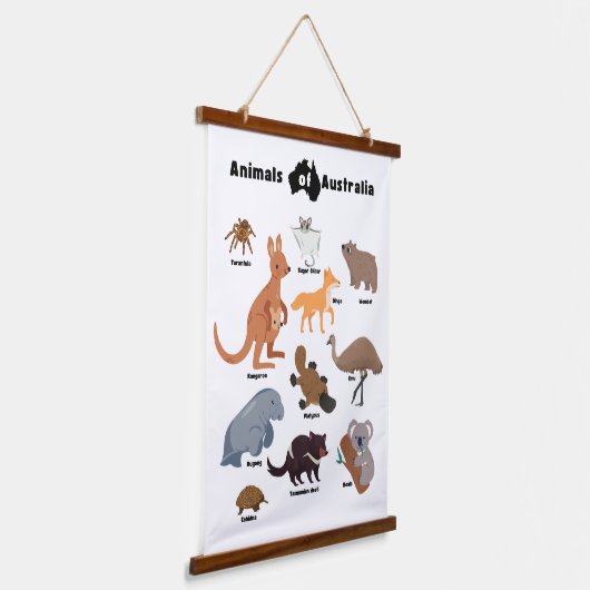 Dieren van Australië Aussie Wildlife Hangend Wandkleed (Gebogen)