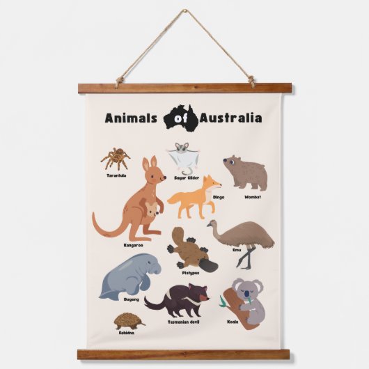 Dieren van Australië Aussie Wildlife Hangend Wandkleed (Voorkant)