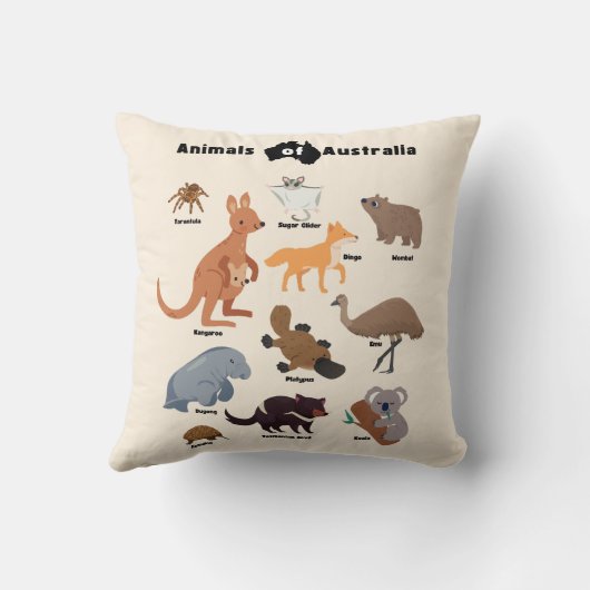 Dieren van Australië Aussie Wildlife Kussen (Achterkant)