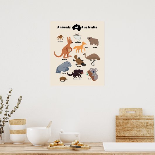 Dieren van Australië Aussie Wildlife Poster (Keuken)