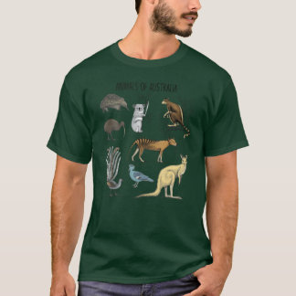 Dieren van Australië Dierenwereld Educatieve fries T-shirt