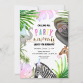 Dieren van de partij oerwoud 4e verjaardag kaart (Voorkant)