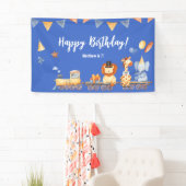 Dieren van de partij op Train Kind Oerwoud Birthda Spandoek (Insitu)