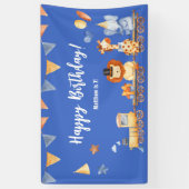 Dieren van de partij op Train Kind Oerwoud Birthda Spandoek (Verticaal)