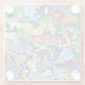 Dieren van de Safari, kleurrijk patroon, Glazen Onderzetter (Achterkant)